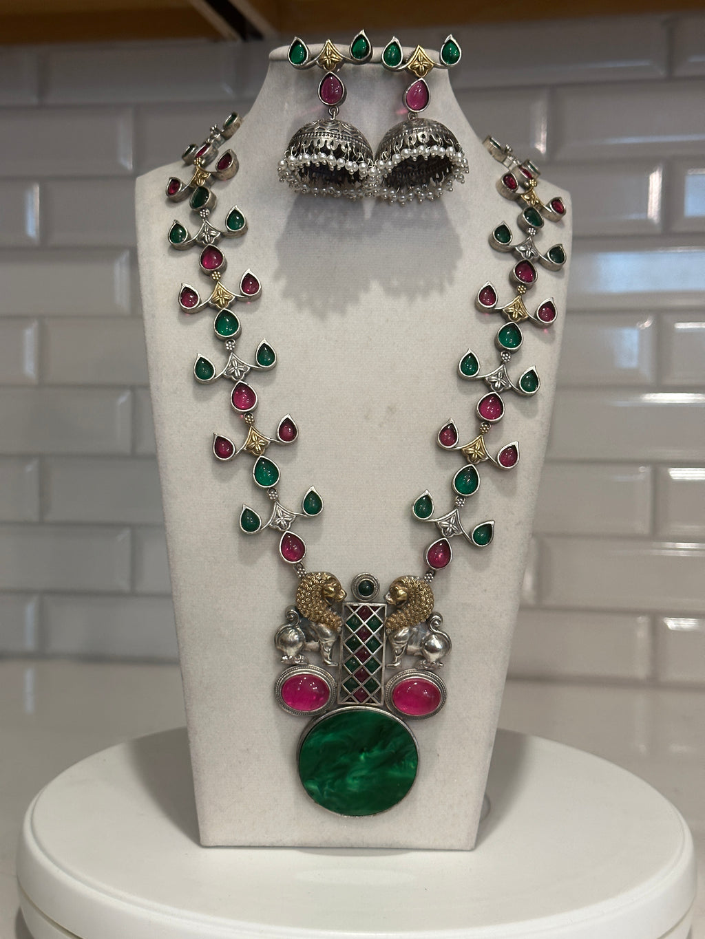 Silver Replica with Natural Stones dual tone