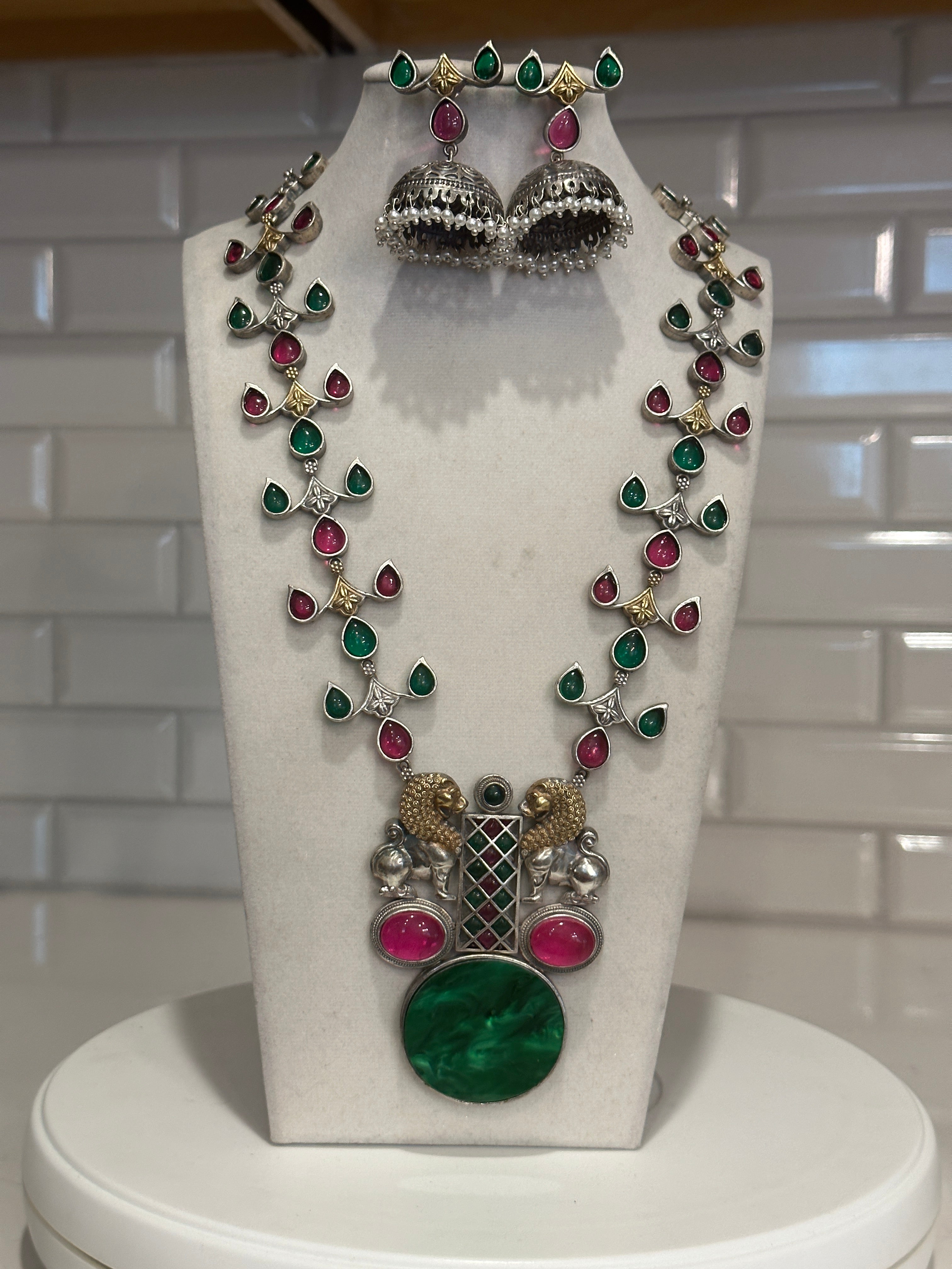 Silver Replica with Natural Stones dual tone