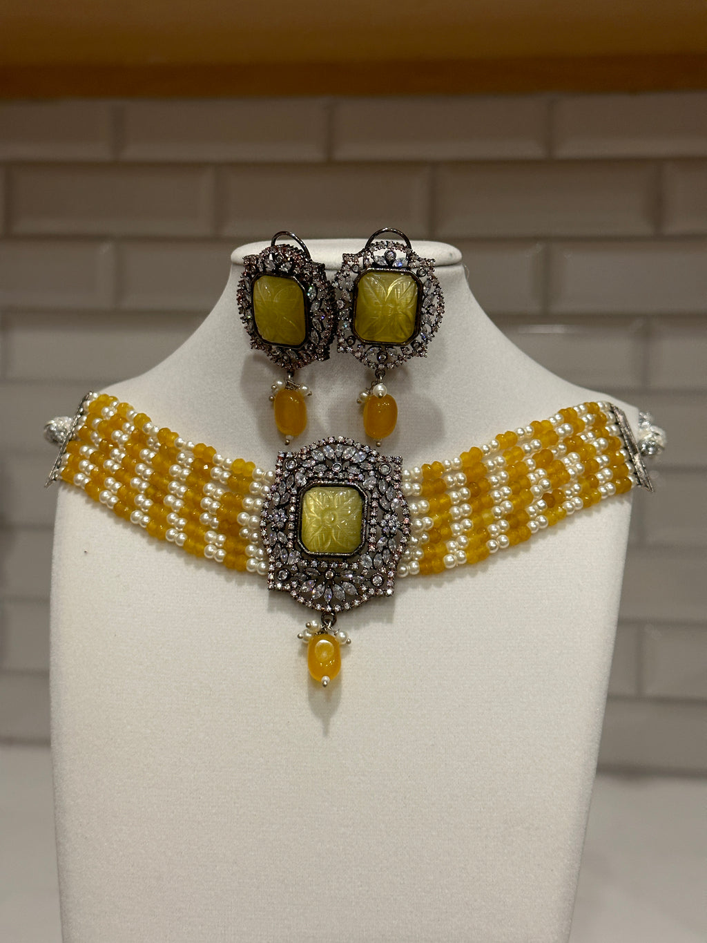 Beaded American Diamond Choker set