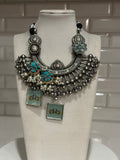 Peacock embellished Silver Replica Necklace