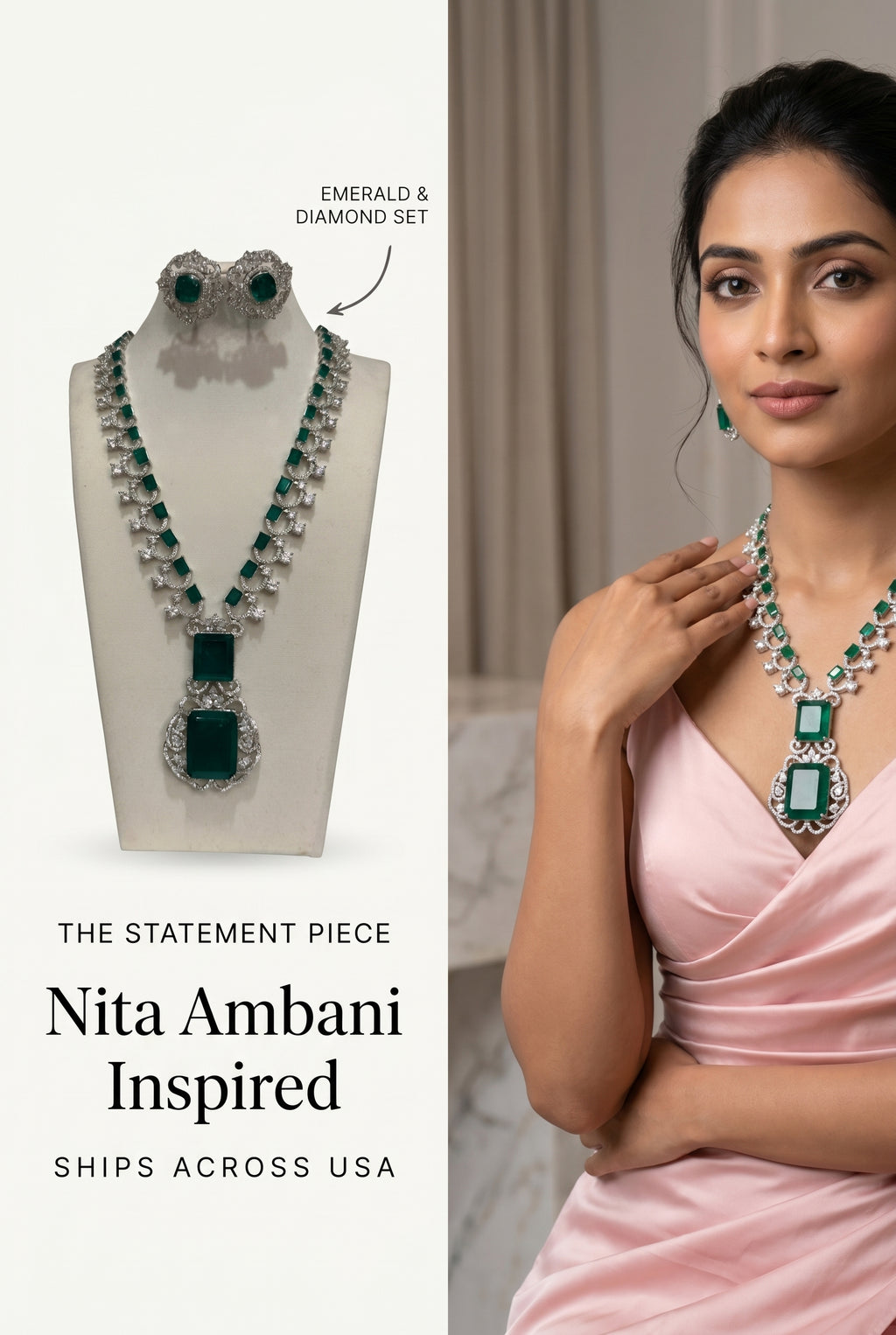 Nita Ambani Inspired American Diamond Necklace Set