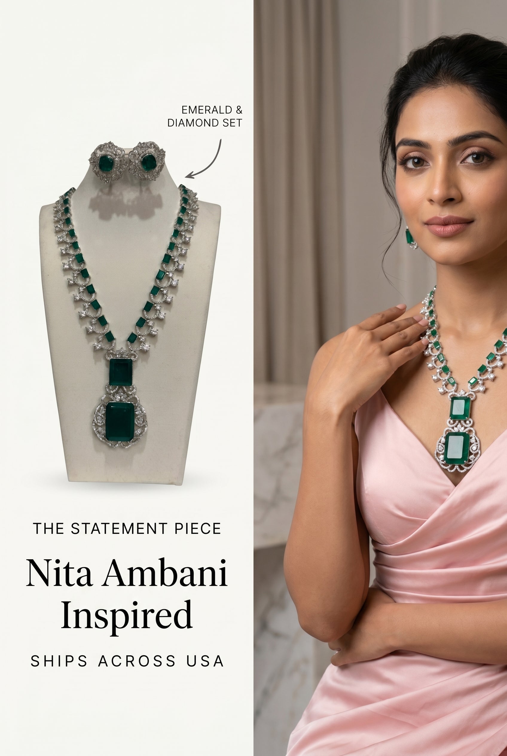 Nita Ambani Inspired American Diamond Necklace Set