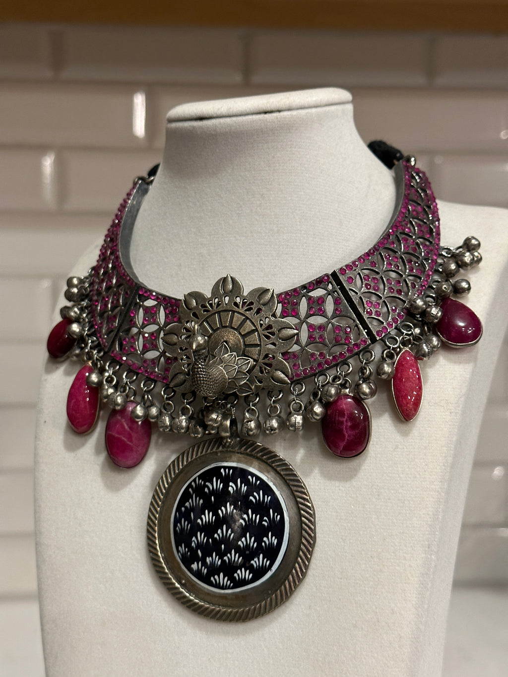 Peacock motif designer necklace