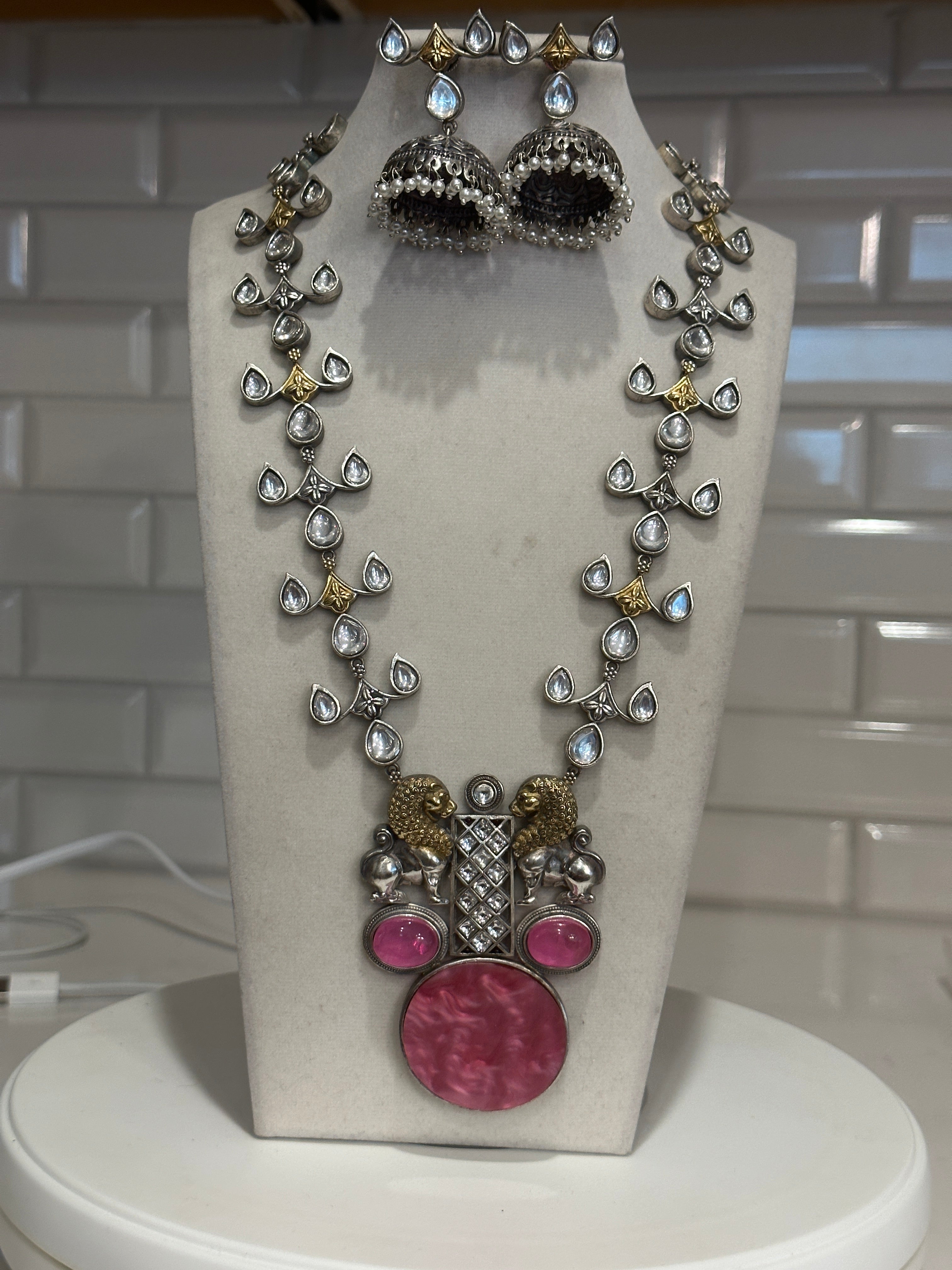 Silver Replica with Natural Stones dual tone