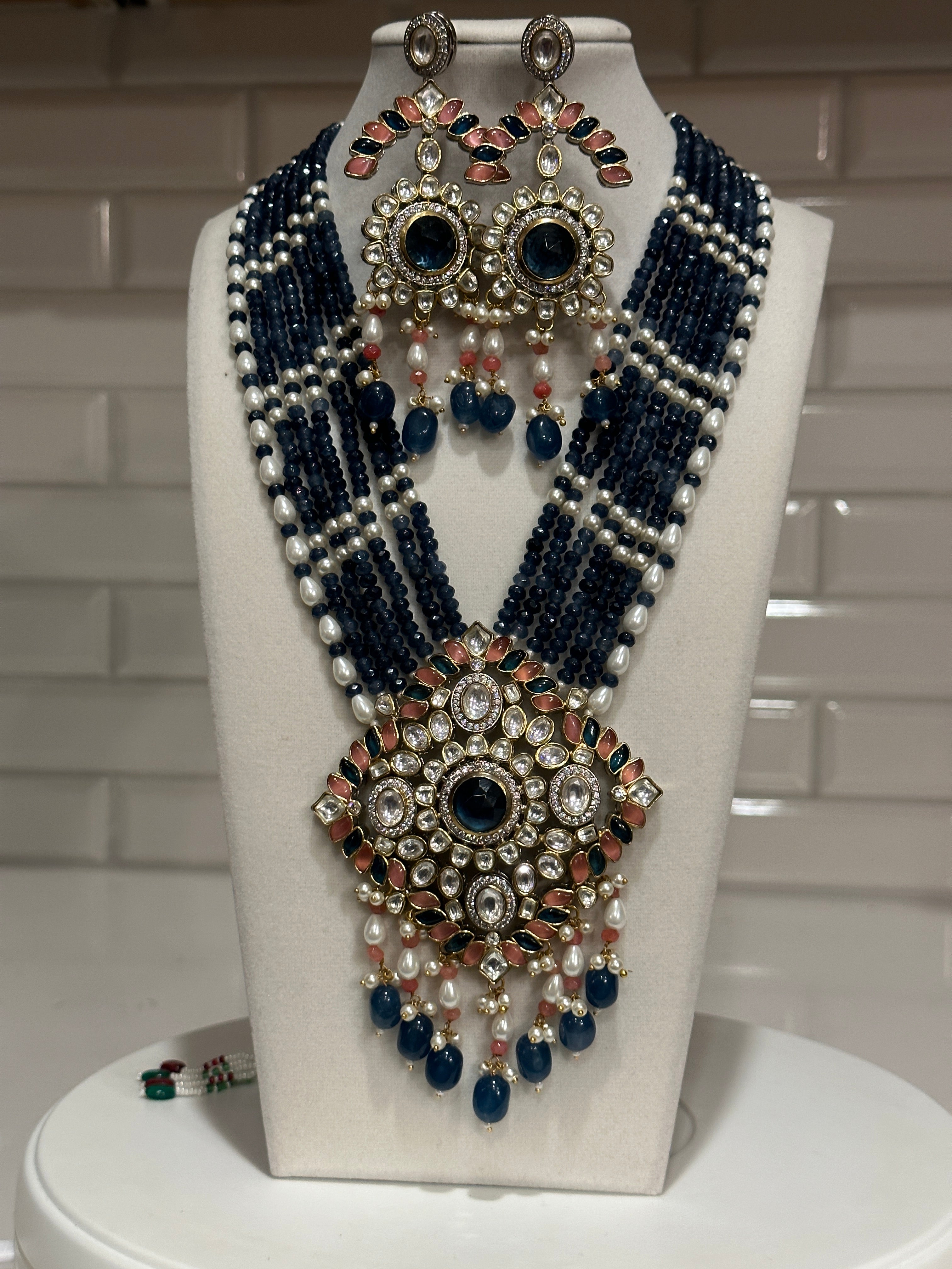 Beaded Polki Necklace Set