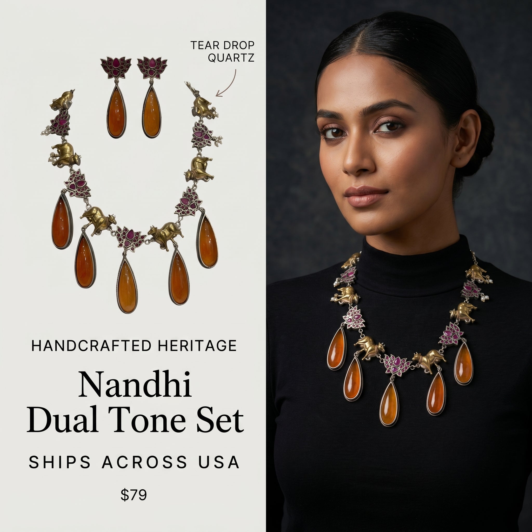 The statement Nandhi Necklace