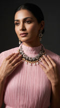 Premium Quality Beaded Polki choker with American Diamond stones