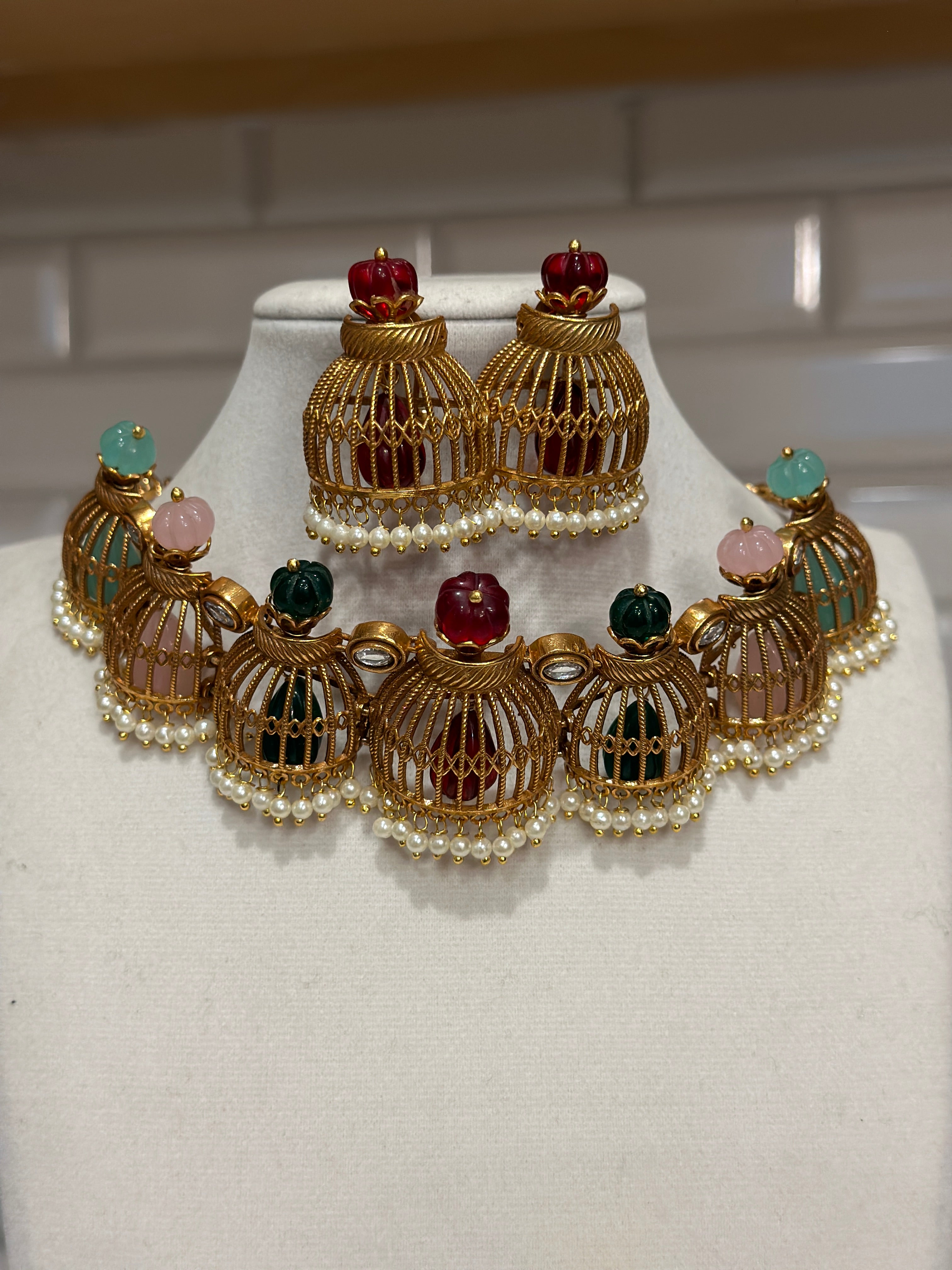 Bird Cage Designer Fusion Necklace Set
