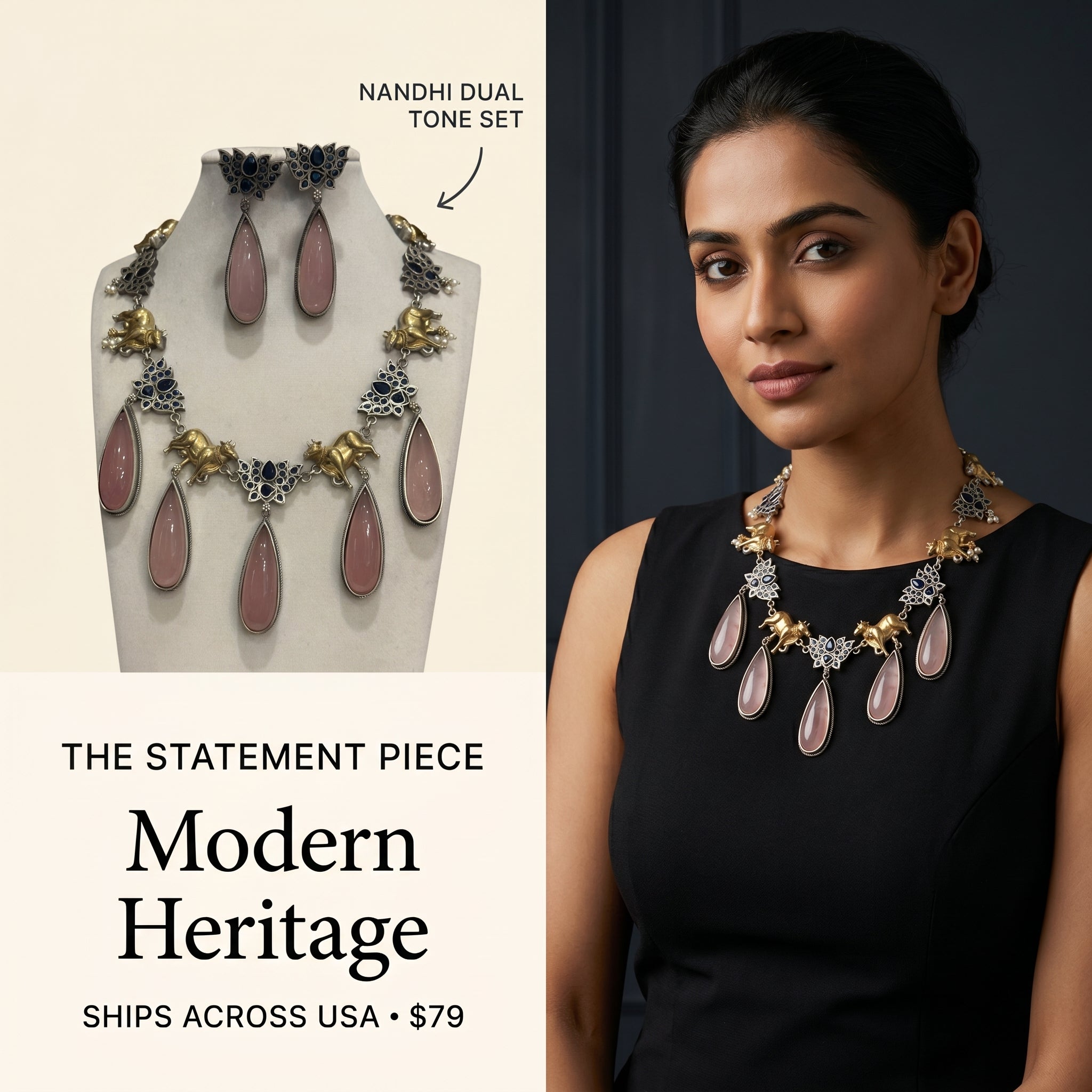 The statement Nandhi Necklace