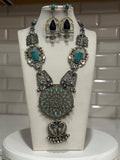 Silver lookalike designer wear necklace set