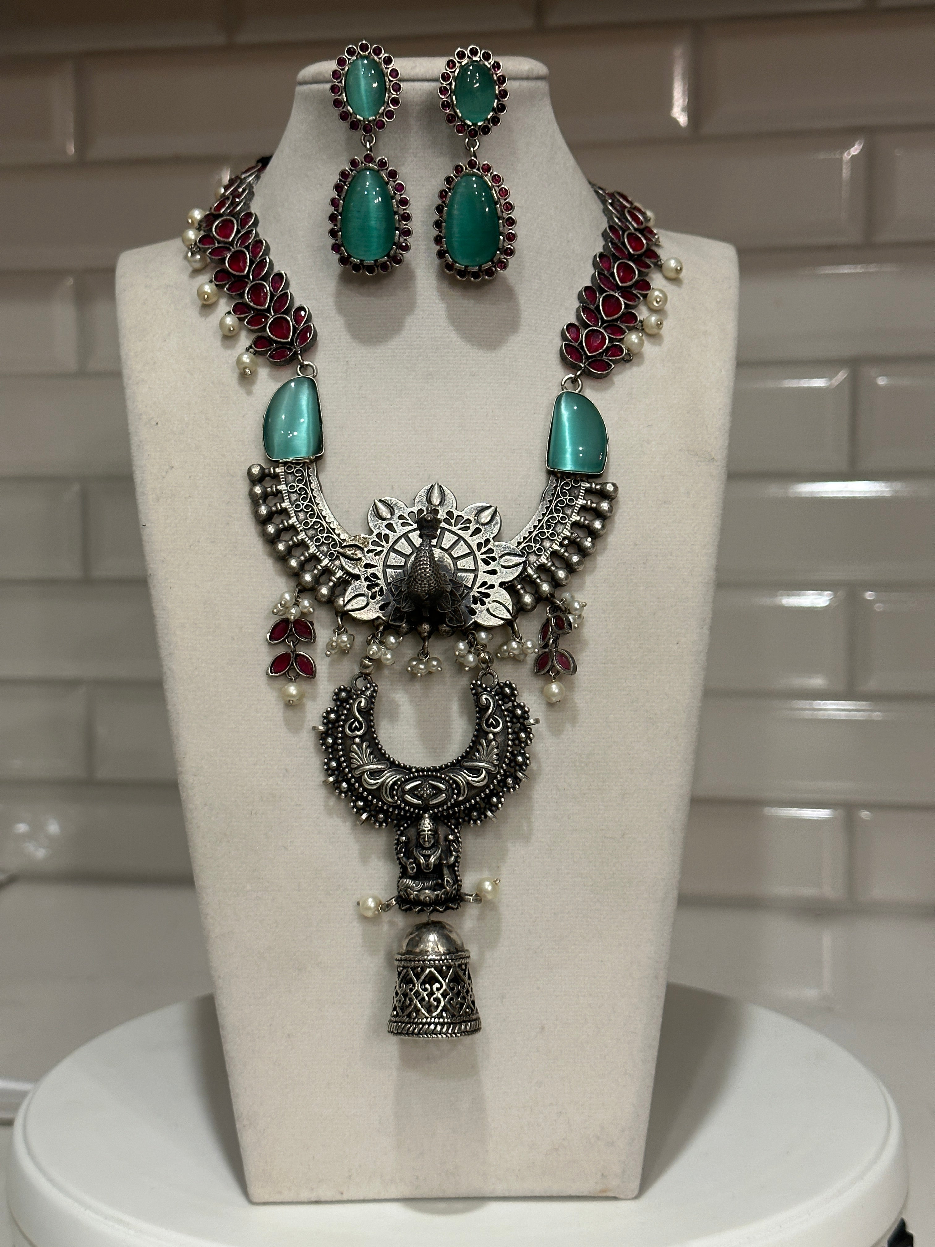 Peacock Motif Designer Fusion Necklace Set