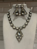 Premium POLKI Necklace Set with tear drop shaped polki stones.