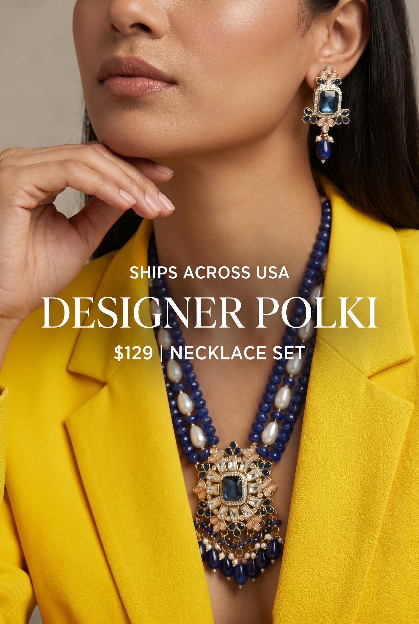 Premium Quality Designer Polki Necklace Set.