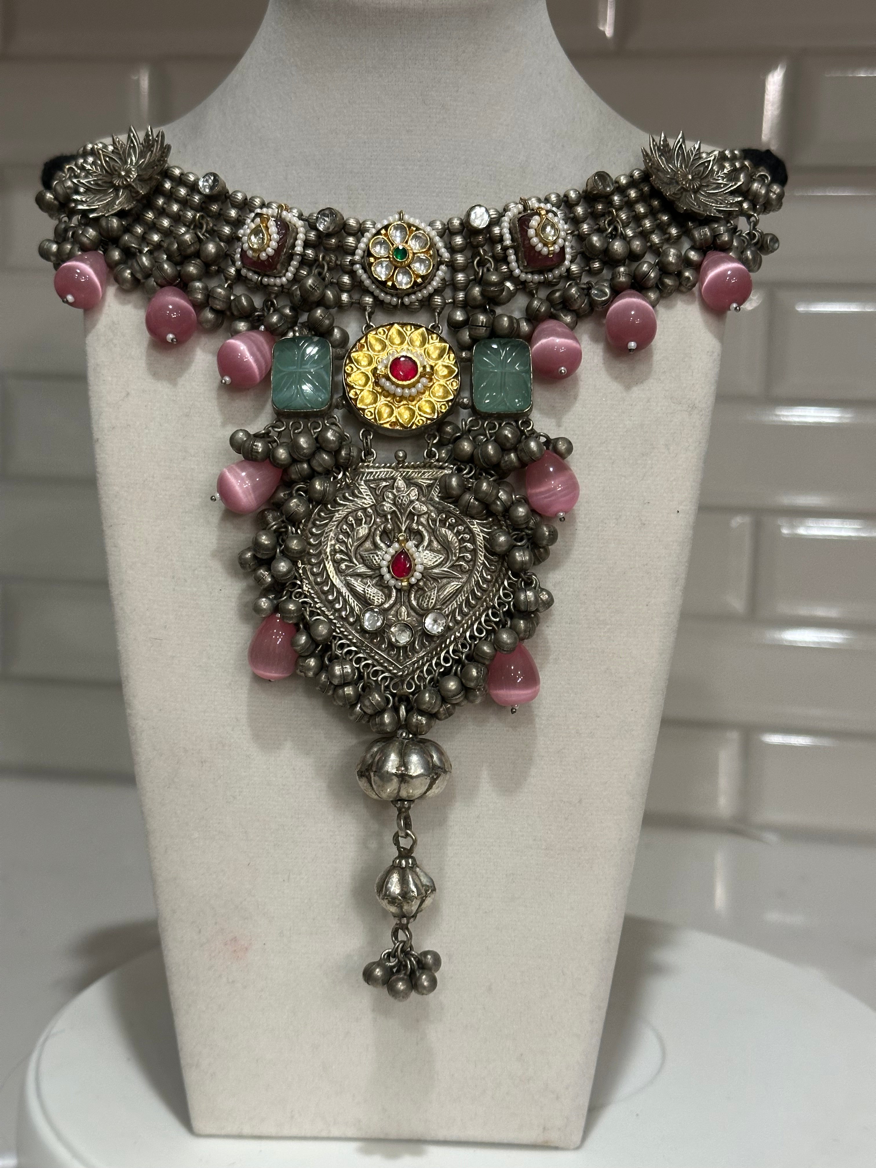 Silver Lookalike Fusion Necklace Set