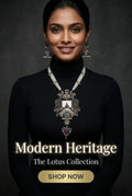 Statement Silver Replica Necklace set with kemp stones Embellished earrings