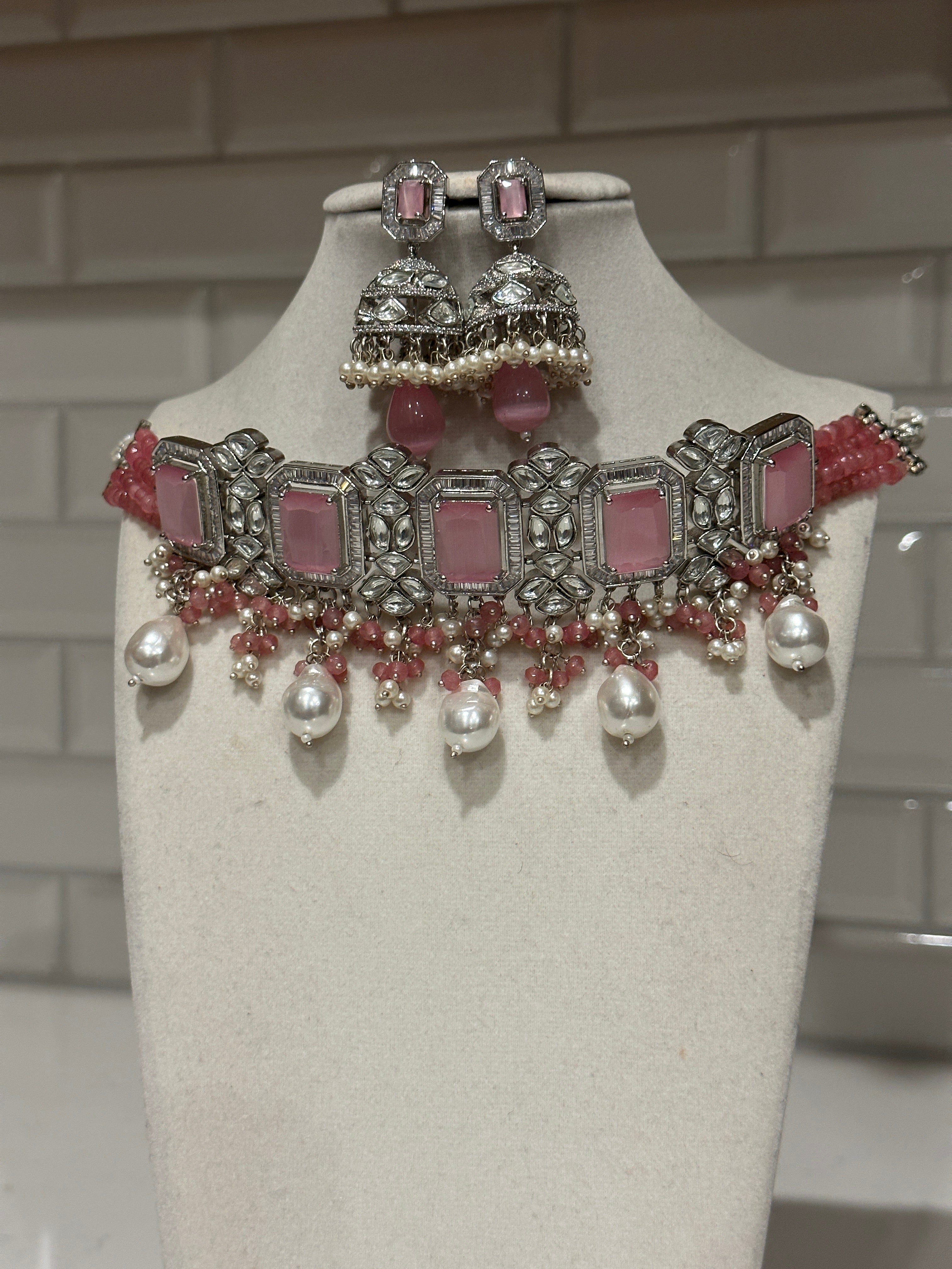 Shivani Onyx beaded Polki choker set