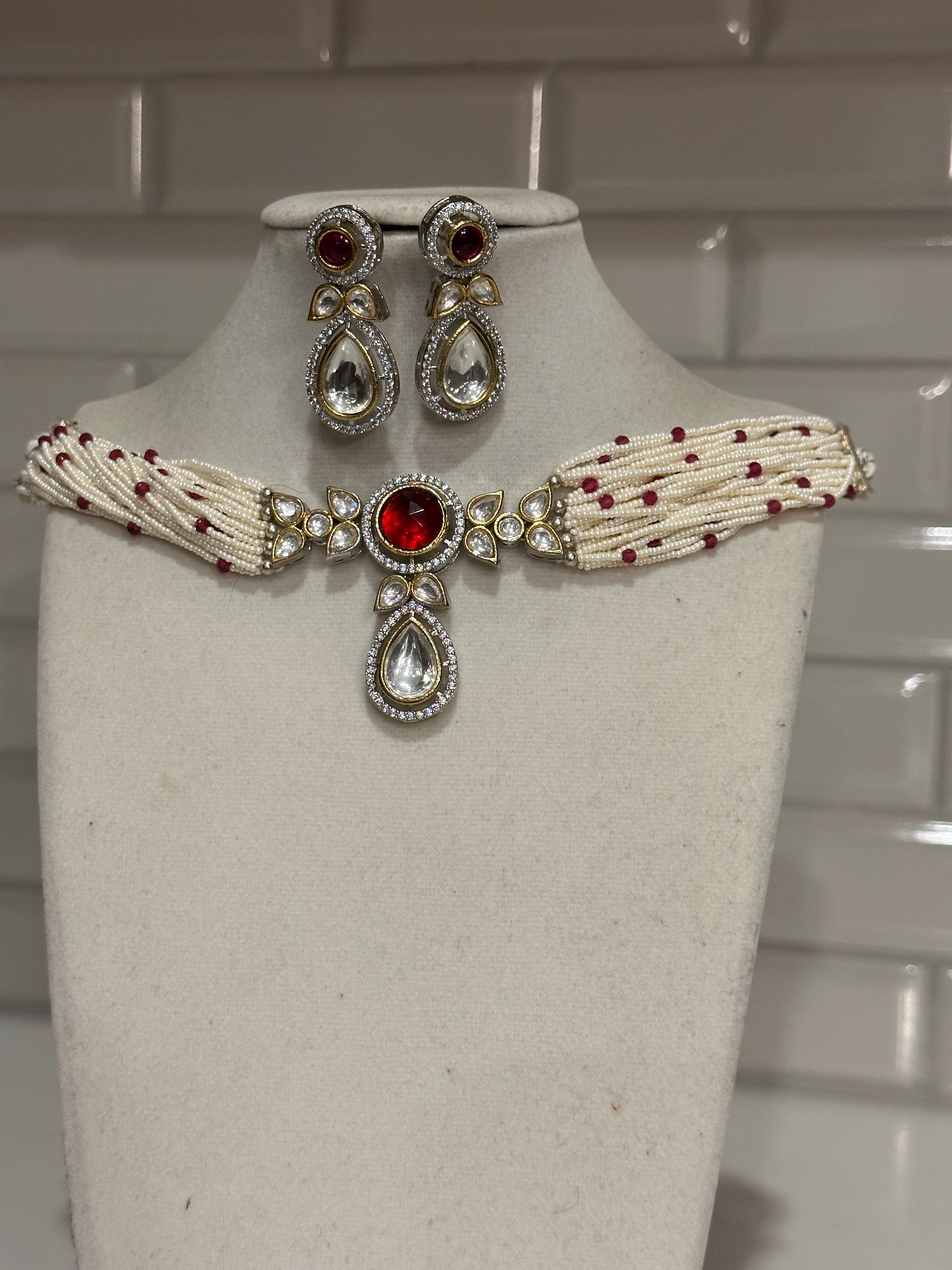 Beaded polki choker set