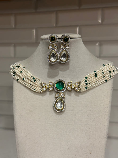 Beaded polki choker set