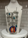 Silver Lookalike Temple designs embellished Necklace
